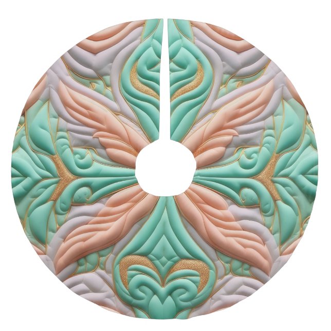 Saia Para Árvore De Natal De Poliéster Design abstrato enfileirado (Frente)