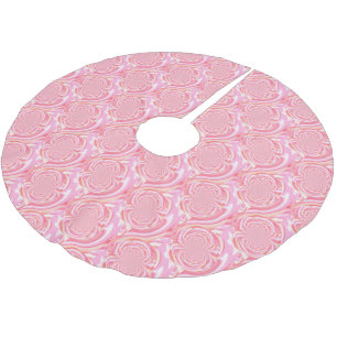 Saia Para Árvore De Natal De Poliéster Design de Fractal Moderno Rosa e Vermelho