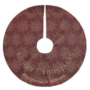 Saia Para Árvore De Natal De Poliéster Design de Swirls de Tan Vermelho Personalizados