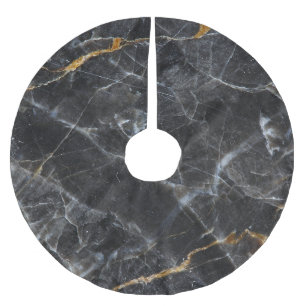 Saia Para Árvore De Natal De Poliéster Design de Textura Branca Dourada