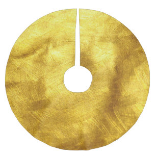 Saia Para Árvore De Natal De Poliéster Design de Textura do Ouro luxuoso