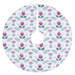 Saia Para Árvore De Natal De Poliéster Design de Tulipa Rosa de Água