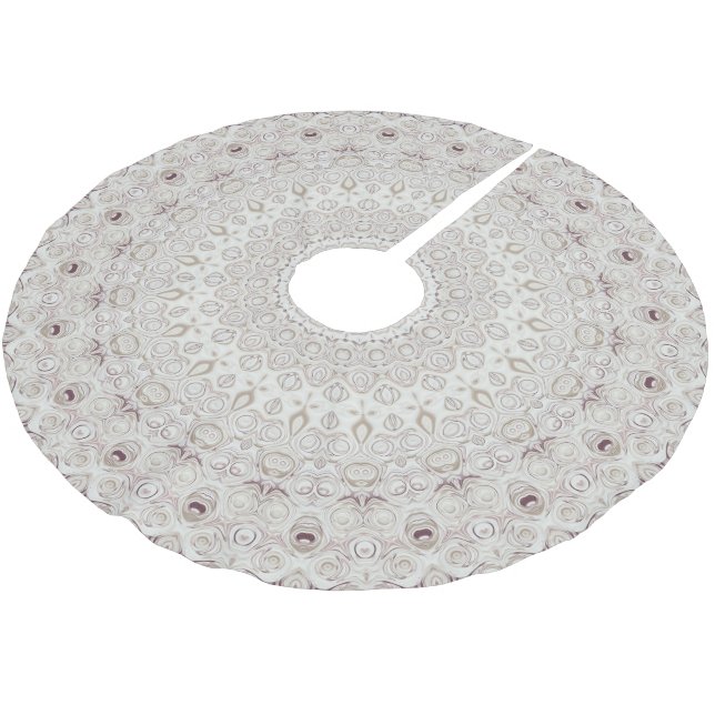 Saia Para Árvore De Natal De Poliéster Design do padrão Beige e Taupe Mandala (Inclinado)