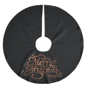 Saia Para Árvore De Natal De Poliéster design do roteiro do Feliz Natal do Cobre-olhar
