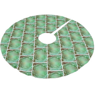 Saia Para Árvore De Natal De Poliéster Design Fractal Verde e Castanho