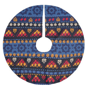 Saia Para Árvore De Natal De Poliéster Design Tribal: Padrão Multifuncional Sem Olhos.
