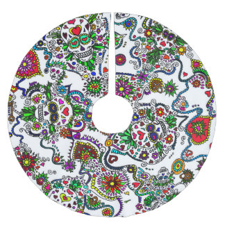 Saia Para Árvore De Natal De Poliéster Dia das Caveiras de Açúcar Tapete de Árvore do Dia