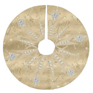 Saia Para Árvore De Natal De Poliéster Diamante de Floco de Neve Dourado de luxo