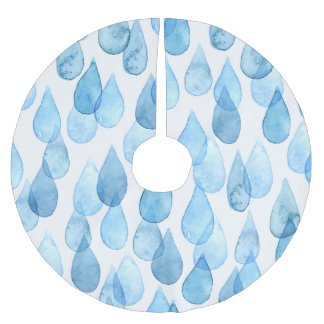 Saia Para Árvore De Natal De Poliéster Dias de Chuva: Padrão de Aquarela Vintage