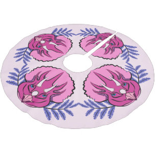 Saia Para Árvore De Natal De Poliéster Dinossauro cor-de-rosa bonito do Triceratops