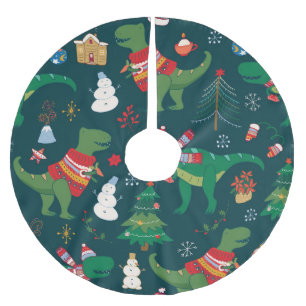 Saia Para Árvore De Natal De Poliéster Dinossauro T-Rex: Ano Novo de Natal.