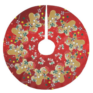 Saia Para Árvore De Natal De Poliéster Doces do doce do Natal do pão-de-espécie