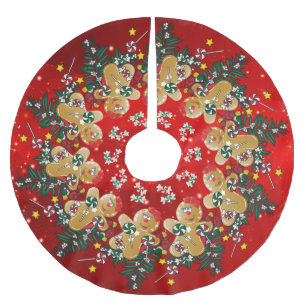 Saia Para Árvore De Natal De Poliéster Doces do Natal do pão-de-espécie