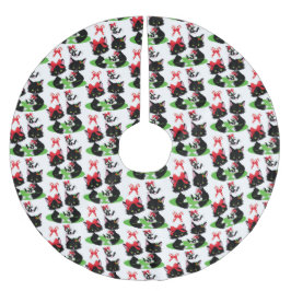 SAIA PARA ÁRVORE DE NATAL DE POLIÉSTER DOIS PEQUENOS KITTENS NEGROS COM ARCOS NO CABELO