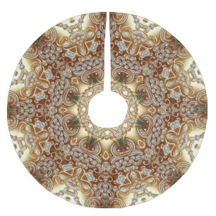 Saia Para Árvore De Natal De Poliéster Dourada saia decorativa da árvore de Natal