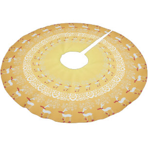 Saia Para Árvore De Natal De Poliéster Dourado Cachorro de Natal, Deer and Lace