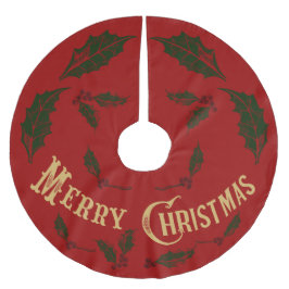 Saia Para Árvore De Natal De Poliéster Dourado Feliz Natal