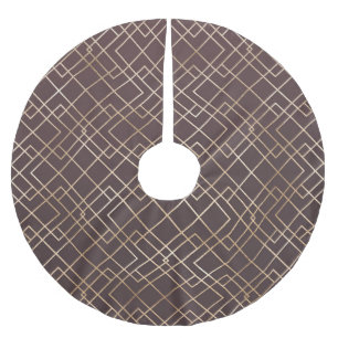 Saia Para Árvore De Natal De Poliéster Dourado Geométrico, Art Deco Marsala.