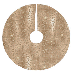 Saia Para Árvore De Natal De Poliéster Dourado Glam Glitter Leopardo Natal