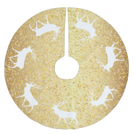 Saia Para Árvore De Natal De Poliéster Dourado Sparkle Winter Deer Christmas
