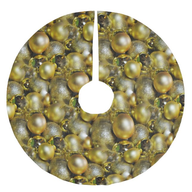 Saia Para Árvore De Natal De Poliéster Dourados Baubles de Natal (Frente)