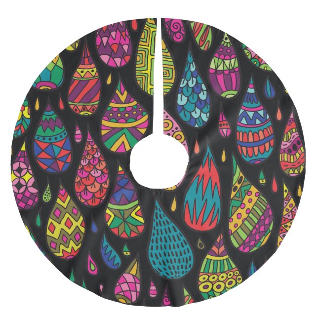 Saia Para Árvore De Natal De Poliéster elegância floral, fundo abstrato. (Frente)