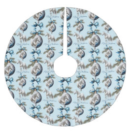 Saia Para Árvore De Natal De Poliéster Elegante azul-natalino equestre branco