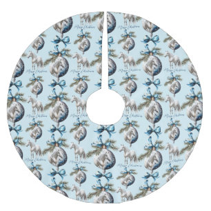 Saia Para Árvore De Natal De Poliéster Elegante azul-natalino equestre branco