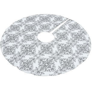 Saia Para Árvore De Natal De Poliéster Elegante Cinza e Branco Floral Estilo Vintage Dama