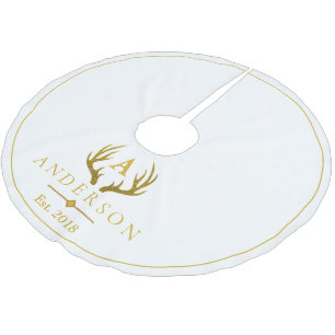 Saia Para Árvore De Natal De Poliéster Elegante Dourado Faux Glitter Deer Antlers