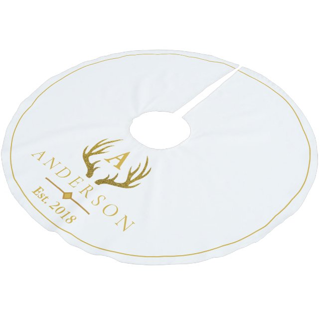 Saia Para Árvore De Natal De Poliéster Elegante Dourado Faux Glitter Deer Antlers (Inclinado)