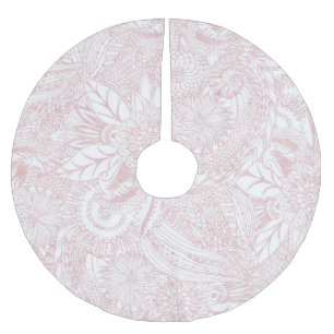 Saia Para Árvore De Natal De Poliéster Elegante faux rosa gold floral mandala design