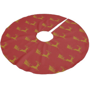 Saia Para Árvore De Natal De Poliéster Elegante papais noeis Dourados de Natal Deer Sled