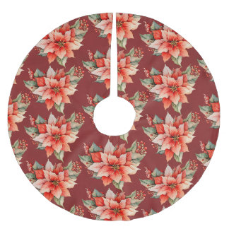 Saia Para Árvore De Natal De Poliéster Elegante Red Poinsettia Natal