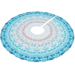 Saia Para Árvore De Natal De Poliéster Elegante Sky Blue Crystal Mandala