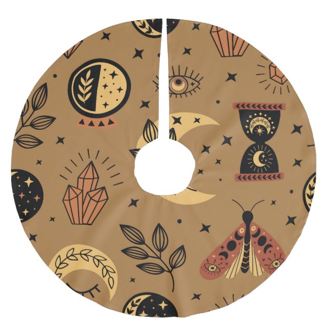 Saia Para Árvore De Natal De Poliéster Elementos Mágicos: padrão sem costura (Frente)