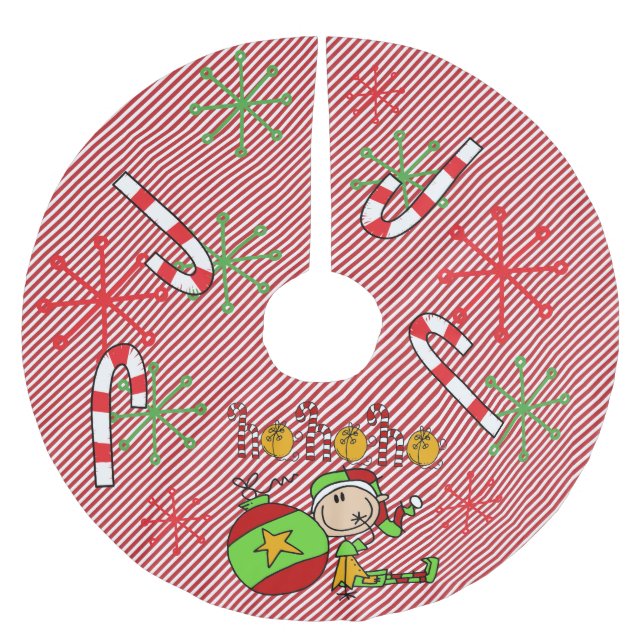 Saia Para Árvore De Natal De Poliéster Elf Ho Ho Holiday Tree Skirt (Frente)