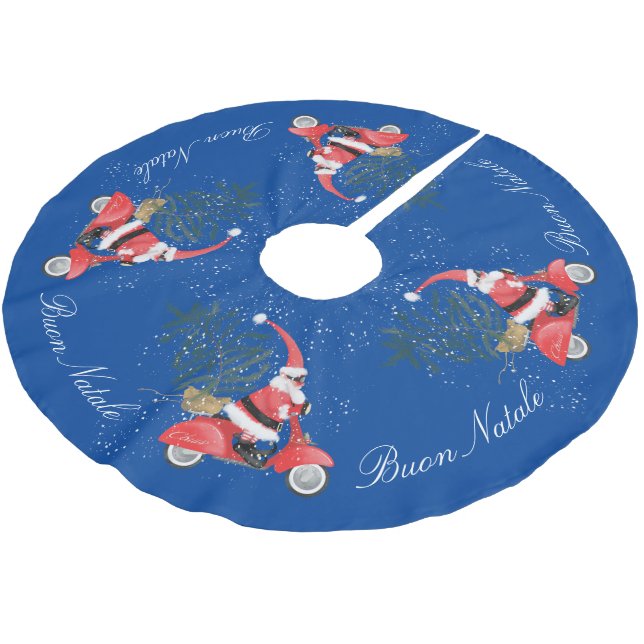 Saia Para Árvore De Natal De Poliéster Elfin Papai Noel em seu Patinete (Inclinado)