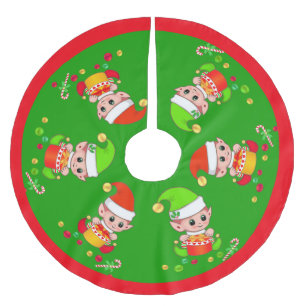 Saia Para Árvore De Natal De Poliéster Elfos de Natal Fofos em Verde