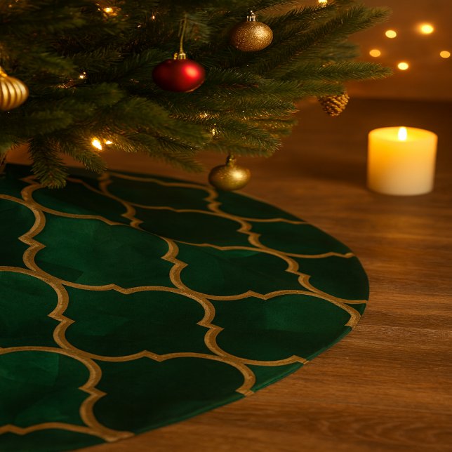 Saia Para Árvore De Natal De Poliéster Emerald Moroccan Pattern – Luxury Style (Criador carregado)