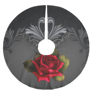 Saia Para Árvore De Natal De Poliéster Encanto decorativo do preto gótico da rosa