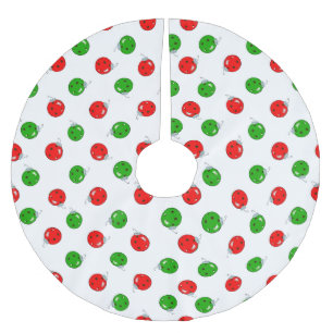 Saia Para Árvore De Natal De Poliéster Enfeites de natal de picleball verde vermelho em b
