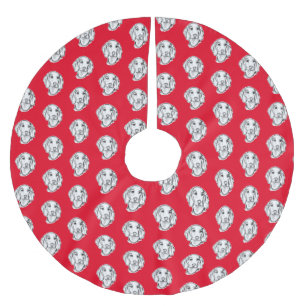 Saia Para Árvore De Natal De Poliéster esboço desenhado pela mão preto, cachorrinho branc