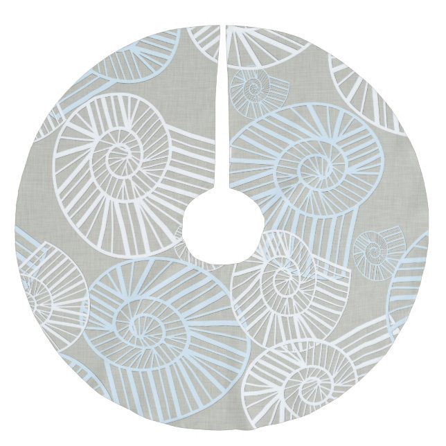 Saia Para Árvore De Natal De Poliéster Escudos do mar (Frente)