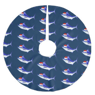 Saia Para Árvore De Natal De Poliéster Espadim azul engraçado Papai Noel