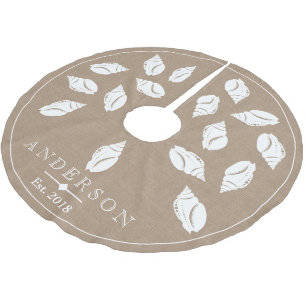 Saia Para Árvore De Natal De Poliéster Espiral Costeira Sashell & Faux Burlap   Personali