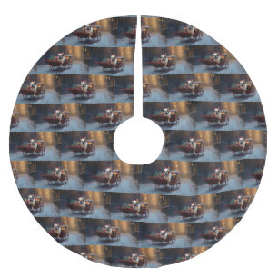 Saia Para Árvore De Natal De Poliéster Estação Festiva de Natal do Buldogue Francês