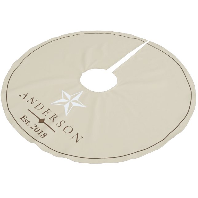 Saia Para Árvore De Natal De Poliéster Estrela branca elegante | Personalizado (Inclinado)