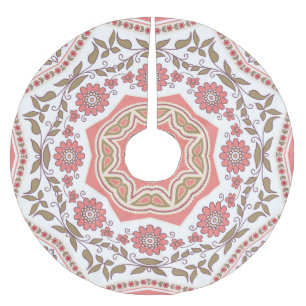 Saia Para Árvore De Natal De Poliéster Estrela Floral Mosaica: Padrão Invisível