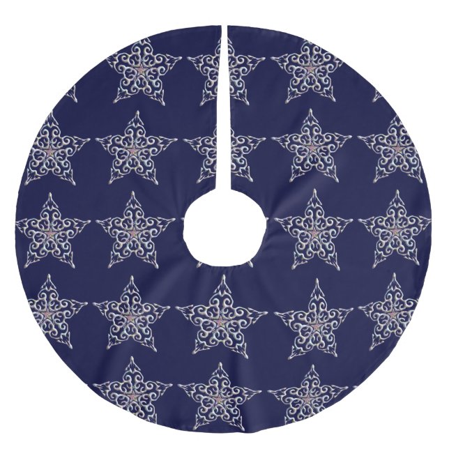 Saia Para Árvore De Natal De Poliéster Estrelas de Árvore de Natal (Frente)
